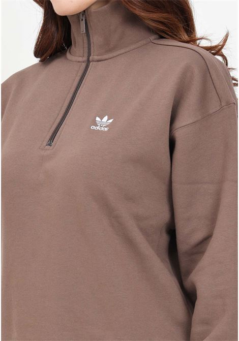 Brown essentials half zip Earth Strata women's sweatshirt ADIDAS ORIGINALS | IR5938.